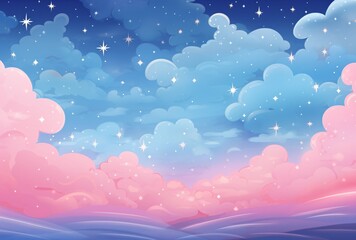 A beautiful pink and blue cloudy sky at night Generative AI