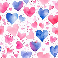 Seamless Valentine' Day Heart Shaped Watercolor Texture Scrapbooking Hearts Endless Pattern