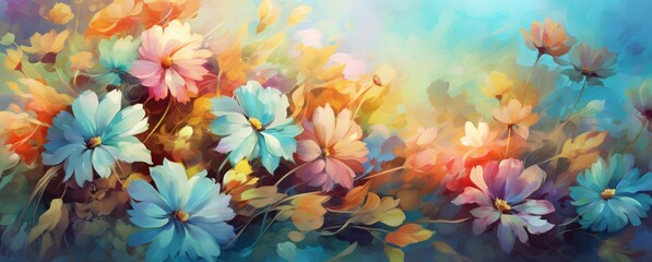 Fototapeta na wymiar Colorful Flower Bouquet in a Vibrant Painting Generative AI