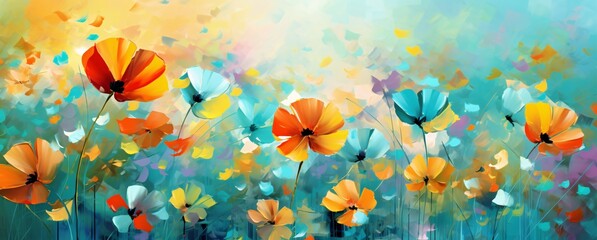 Blooming Field of Colorful Flowers Generative AI