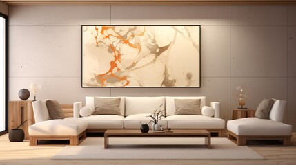 Modern Living Room with White Couches and Artwork Generative AI