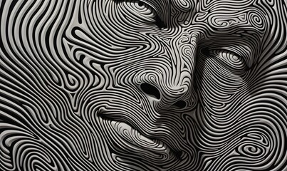 A close-up of a human face with a patterned background Generative AI