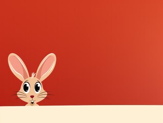 2d funny cute cartoon Rabbit animal, colorful illustration, flat background. Card with copy space.