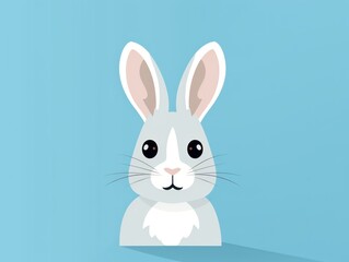 2d funny cute cartoon Rabbit animal, colorful illustration, flat background