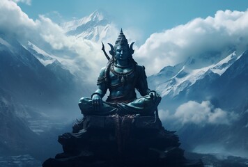 A Hindu Deity in Meditation Generative AI