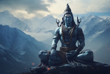 A Hindu Deity in Meditation Generative AI - obrazy, fototapety, plakaty