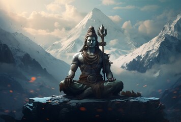 A Hindu Deity in Meditation Generative AI - obrazy, fototapety, plakaty
