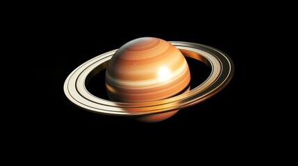  a close up of a saturn planet on a black background with a ring around it and a small object in the middle of the image.