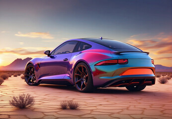 Fototapeta premium a modern sports car against a desert backdrop