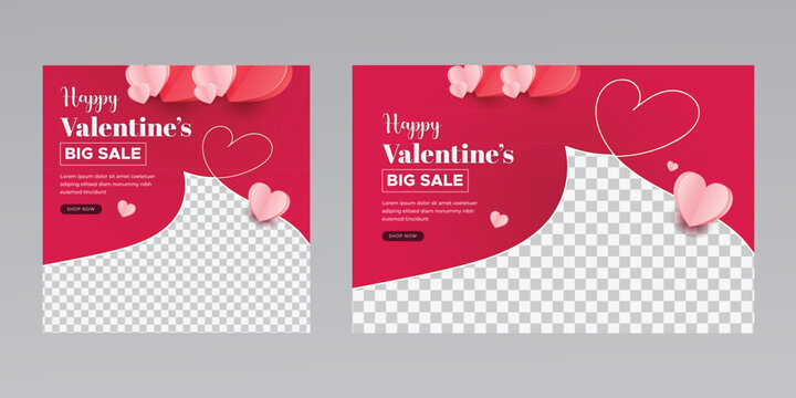 happy valentine social media instagram post banner & webinar invitation poster flyer template 