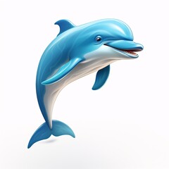 A Blue Dolphin with a Smile on Its Face Generative AI