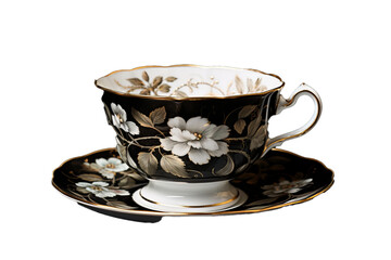 Elegant floral-patterned teacup and saucer isolated on a white background, ideal for hospitality or culinary themes. A touch of vintage charm perfect for dining and kitchenware concepts.

 - Powered by Adobe
