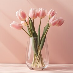 A Vase of Pink Tulips Generative AI