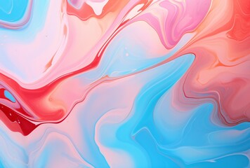 Colorful Abstract Painting with Blue, Pink, and Orange Tones Generative AI