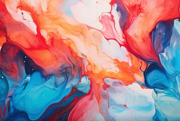 Colorful Abstract Painting with Orange, Blue, and Red Tones Generative AI