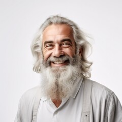 A smiling man with a white beard and mustache Generative AI