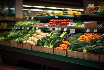 Fresh Produce Display in a Supermarket Generative AI