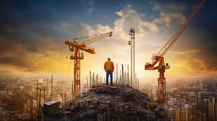 A Man Standing on a Pile of Construction Materials Generative AI