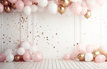 Pink and Gold Balloon Decoration Generative AI