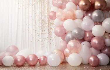 Pink and White Balloons in a Pile Generative AI