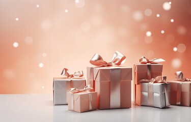 Pink Gift Boxes with Gold Bows Generative AI