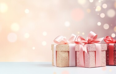 Two Pink Presents with Pink Bows Generative AI