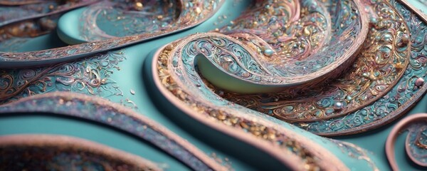 a close up of a blue and pink swirl