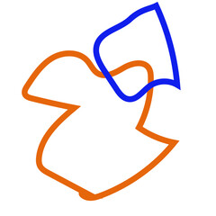 Orange blue Abstract shapes outlines