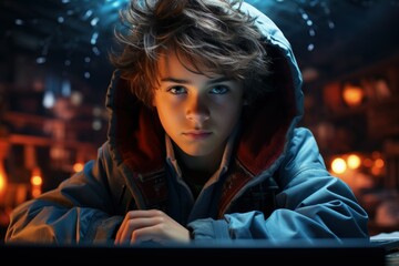 Intense Boy in Urban Setting