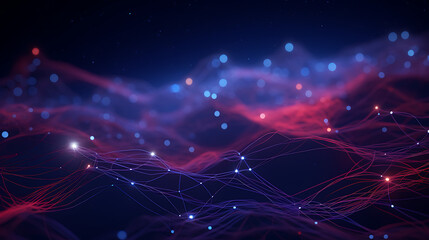 Technology Particle Abstract Background - Pink, Purple & Dark Blue. - obrazy, fototapety, plakaty