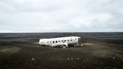 dakota plane wreck on black beach in iceland