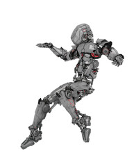 robot soldier is landing