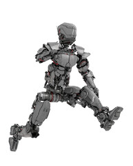 robot soldier is jumping