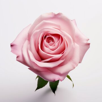 image of a single red rose, elegantly isolated on a pristine white isolated background