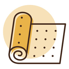 Roll of camping or fitness carpet vector icon