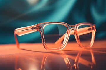 A Stylish Pair of Glasses in the new color trend on a Table Created With Generative AI Technology - 695614927