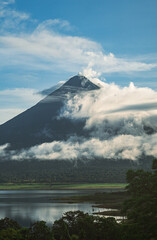 clouds around the volcano - obrazy, fototapety, plakaty