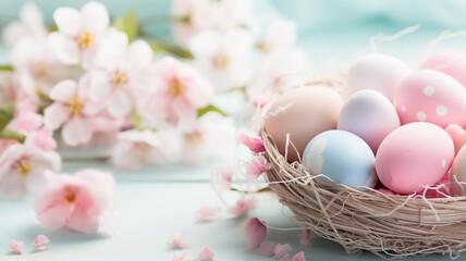 Obraz na płótnie Canvas Pastel Easter Eggs, Festive Spring Decoration