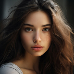 Fototapeta premium Close-up portrait of an attractive young woman