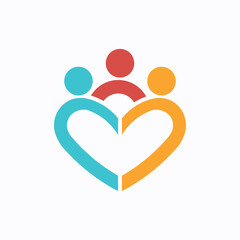Iconic United Heart Emblem - Three Figures Embraced in a Heart Representing Compassionate Community Engagement and Unity