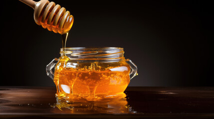 golden honey pour into jar