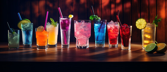 Neon colorful cocktails in a bar
 - obrazy, fototapety, plakaty