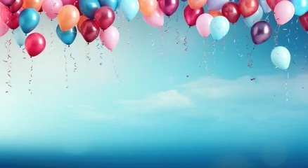  fanciful birthday balloons and streamers colorful background © ArtCookStudio