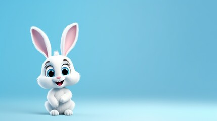 Obraz premium 3D Render of Easter Bunny Cartoon Character, Blank Space for Text