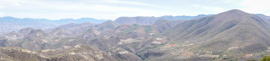 panorama of the mountains in hierve el agua oaxaca mexico