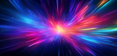 A dynamic digital abstract background with bursts of energetic neon colors