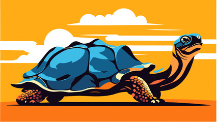 A wise tortoise with a wrinkled shell. vektor icon illustation