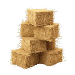 yellow dry barley straw on transparent background