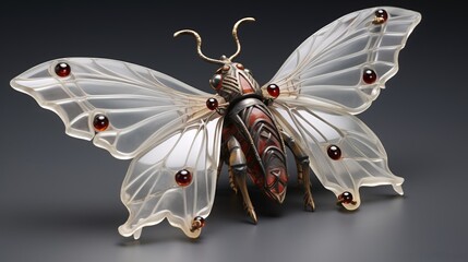 ornate blown glass vampire moth