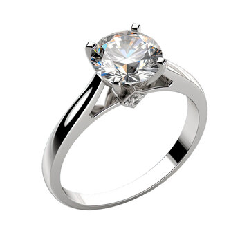 Wedding diamond ring on transparent background